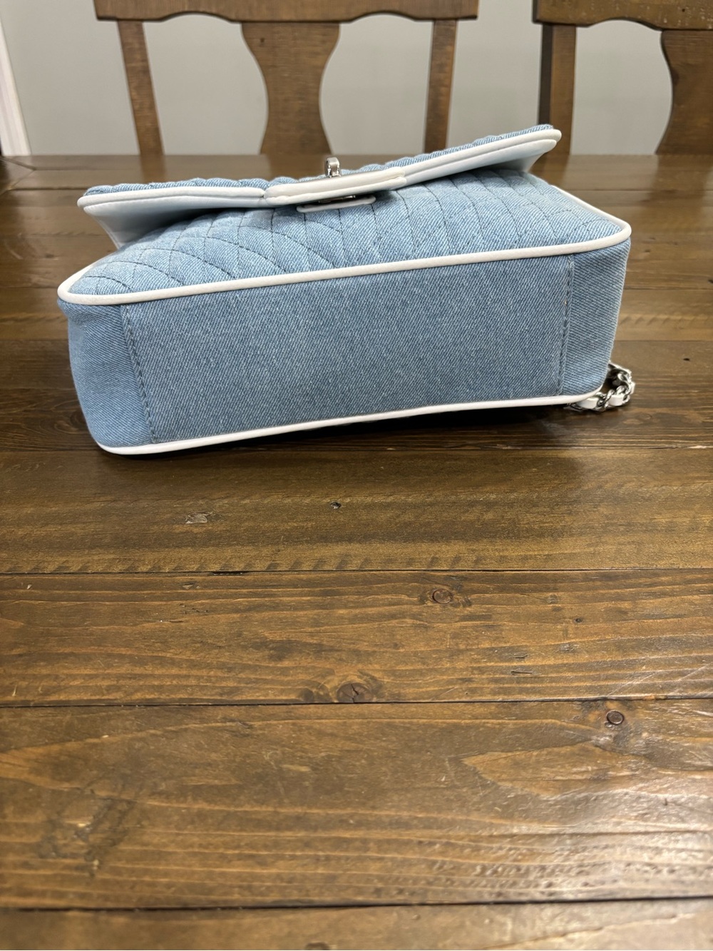 Karl Lagerfeld Agyness Light wash Denim Shoulder Bag - Picture 6 of 12